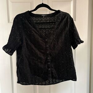Madewell Black Eyelet Top